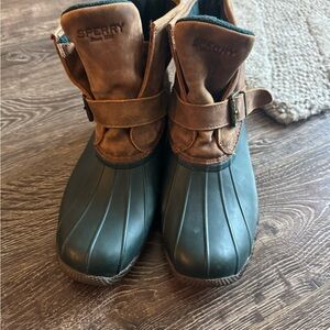 Sperry Duck Boots in Green and Brown